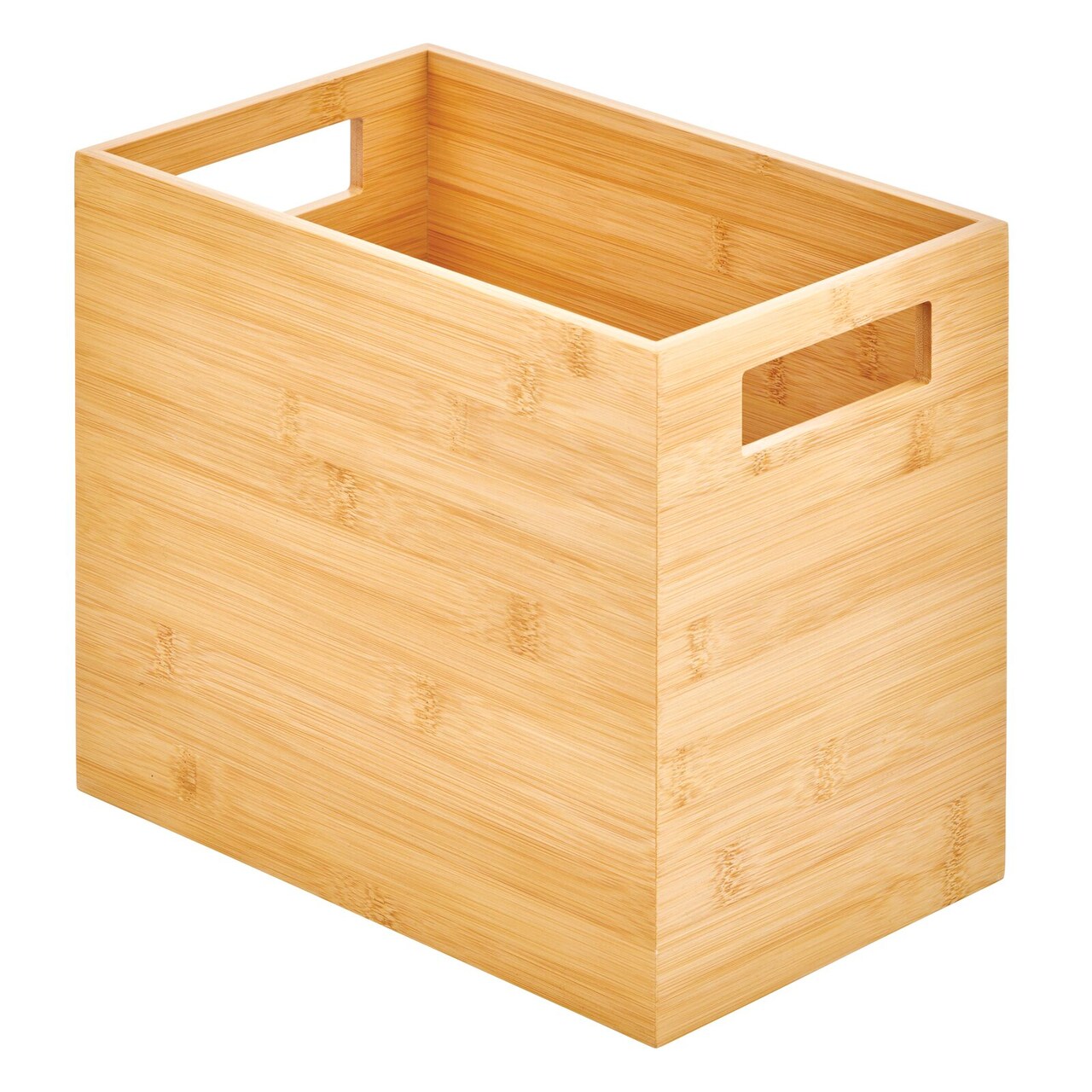 mDesign Small Rectangular Trash Can Wastebasket - Natural Bamboo Wood